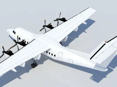 DHC-7 Dash 7 Static low poly model  Low-poly 3D model