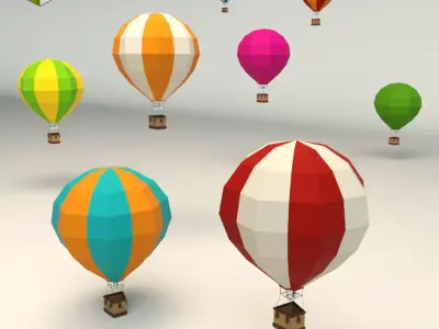 Low Poly Hot Air Balloon Low-poly 3D model