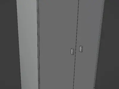 White MDF Wardrobe CL110 Free 3D model