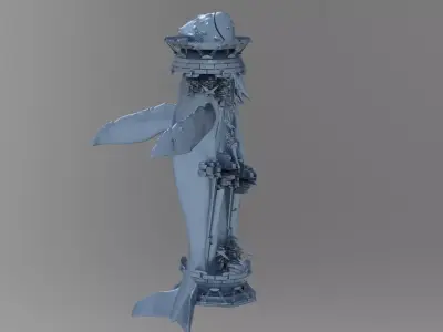 Whale Deep sea Metal structure 3D model