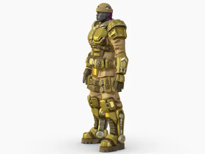 High Poly Man Military Heavy Armor Future 3D model