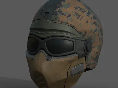Helmet scifi military combat 3d model low soldier  Low-poly 3D model