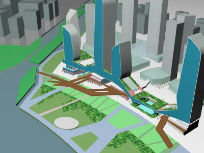 Urban highrise building building ancillary building commercial 3D model