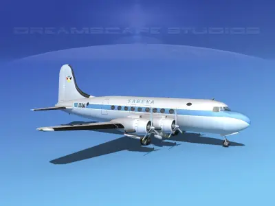 Douglas DC-4 Sabena Airlines 1 3D model