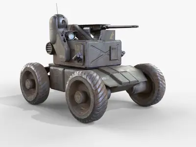 Battle vehicle with Guns Army tank Game Ready Rigged Low-poly 3D model