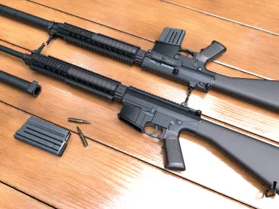 SR-25 rifle Low-poly 3D model