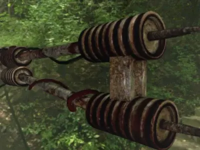 Rusty Stun Spear powered by an old car battery Free low-poly 3D model