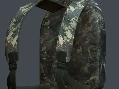 Backpack military combat Black baggage Low-poly 3D model