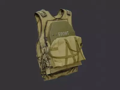 Yellow Tactical Vest with Pouch Low-poly 3D model
