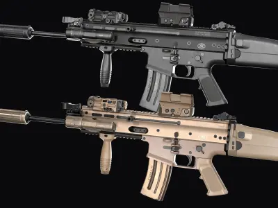 Tactical modular assault rifle FN SCAR-L mk 16 Low-poly 3D model