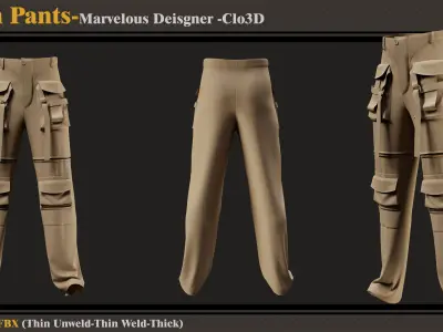5 Mens Pants -MD-Clo3D-ZPRJ- FBX-OBJ 3D model