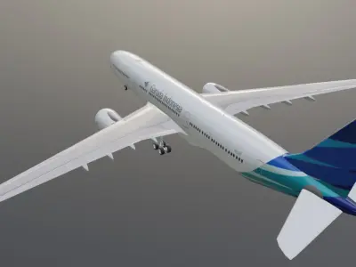 Garuda Indonesia airbus a330-900neo model  with cockpit Low-poly 3D model