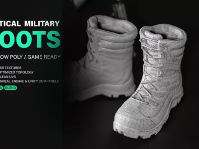 Tactical Military Boots Low Poly Game Ready PBR Low-poly 3D model