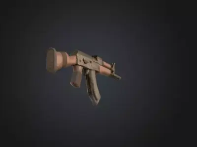 AK47 Assault Rifle Low-poly 3D model