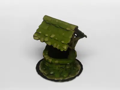 Mossy Medieval Wishing Well 3D Model 3D model