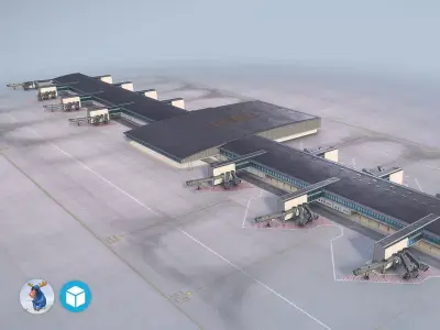 Airport Terminal Satellite4 LFPG Low-poly 3D model