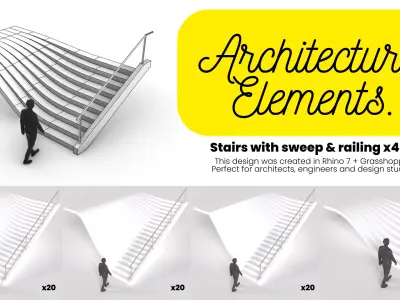 Stairs with Sweep Architectural Set X4 3D model