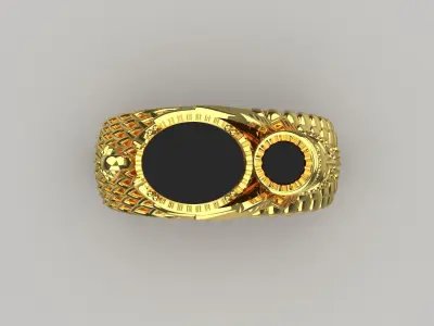 Man ring Achaemenid design with black gem model mr0197 3D print model