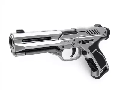 Sleek Silver Handgun model pack Low-poly 3D model