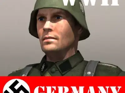 german soldier and kar 98k Low-poly 3D model