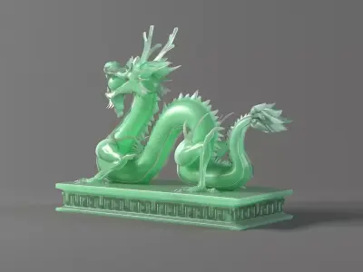 carved model jade seal Panlong Dragons 3D model