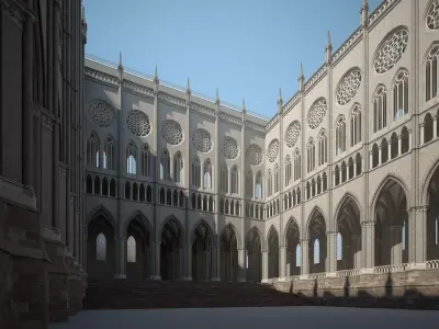 Courtyard of a Gothic Temple 3D model