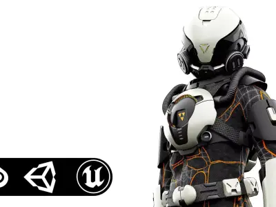 CYBER ASTRONAUT-D  Rigged for Unreal Engine - Unity - MIXAMO 3D model