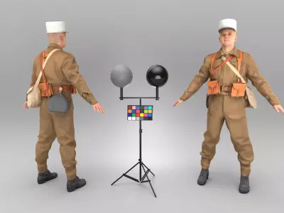 French infantry soldier in A-pose 403 Low-poly 3D model