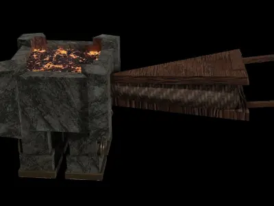 Bellows and Oven Game Ready Low Poly 3D Model  Low-poly 3D model