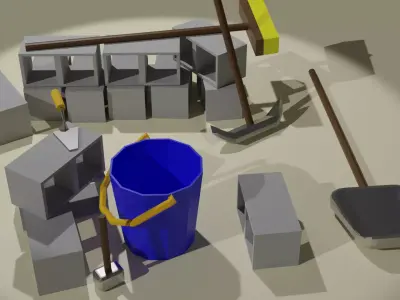 Low Poly Industrial Tools Set Low-poly 3D model