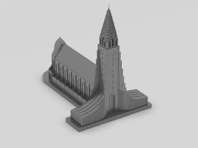 Hallgrimskirkja Iceland Reykjavik - Church of Hallgrimur Print 3D model