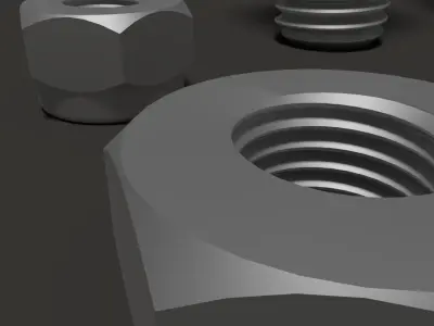 Bolts and nuts kit with worm 3D model