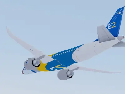 Embraer E-190 E-2 Color House profit hunter Shark 3D model
