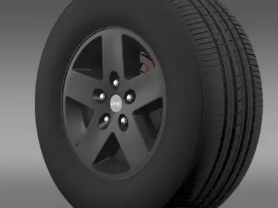 Jeep Wrangler Rubicon black wheel 3D model