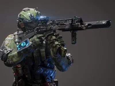 SCIFI - ASSAULT SOLDIER Low-poly 3D model