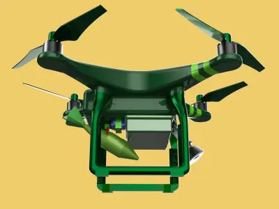 MILITARY UAV DRONE QUADCOPTER MISSILE TORPEDO AIR BOMB COMBAT 3D model