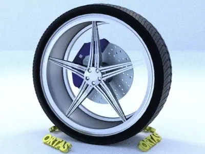ORTAS CAR RIM 47 GAME READY RIM TIRE AND DISC 3D model