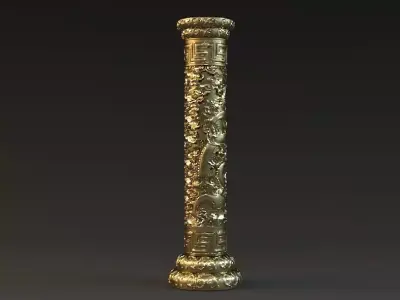Dragon Pillar Panlong ancient stone pillar stone carving 3D model