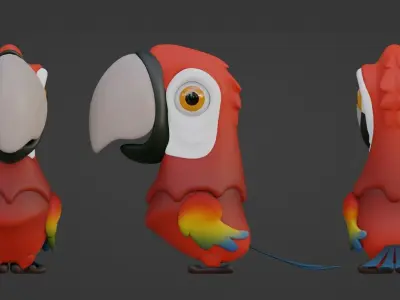 Cartoon Macaw Not Rigged 3D model