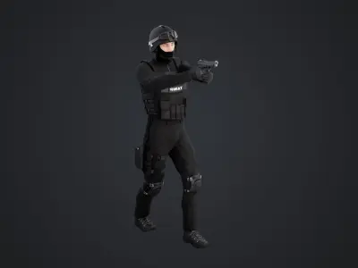 SWAT Man Low-poly 3D model