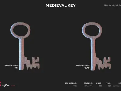 Medieval Keys Set 01 AR low-poly 3D model Low-poly 3D model