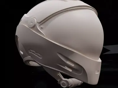 Futuristic Sci-Fi Full-Face Helmet 3D print model