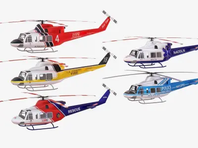 Bundle 5x Bell 412 Low-poly 3D model