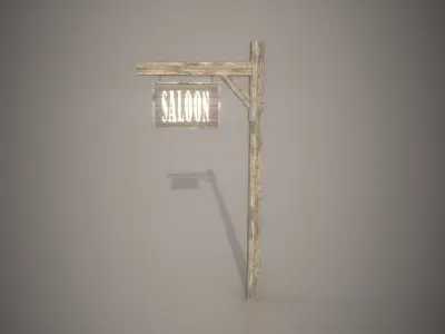 Old Sign Low-poly game ready Low-poly 3D model