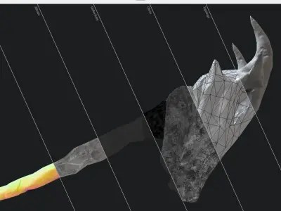 Fantasy Stylish- Wand of Skull Low-poly 3D model