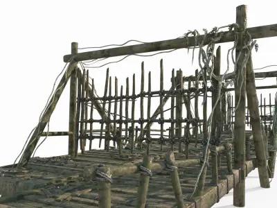 Outdoor Wooden Bridge Level 3D model