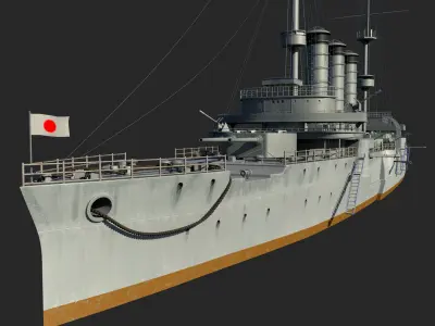 A cloud battleship cruiser ship battleship 3D model