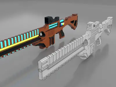 Sci Fi Gun Game Ready Low-poly 3D model