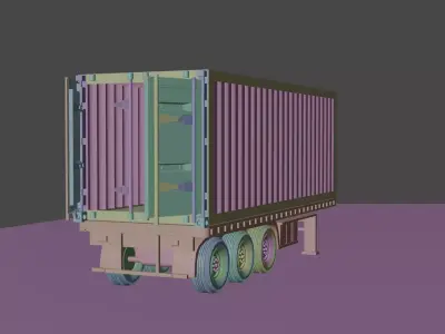  Container Trailer low-poly 3d model 3D model