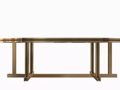 Unique Red Lacquer and Brass Dining Table 1970s 3D model